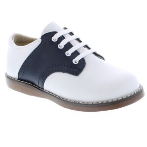 FOOTMATES CHEER 8401 WHITE/NAVY CLASSIC TWO-TONE BLUCHER LEATHER SADDLE OXFORD